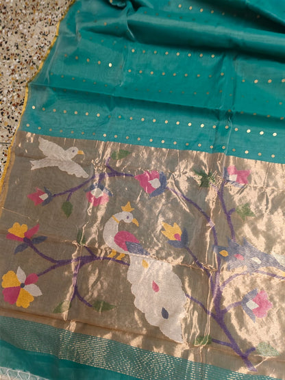 Goonj Traditional Resham Paithani saree with all-over sequin weave by Rihyaaz 