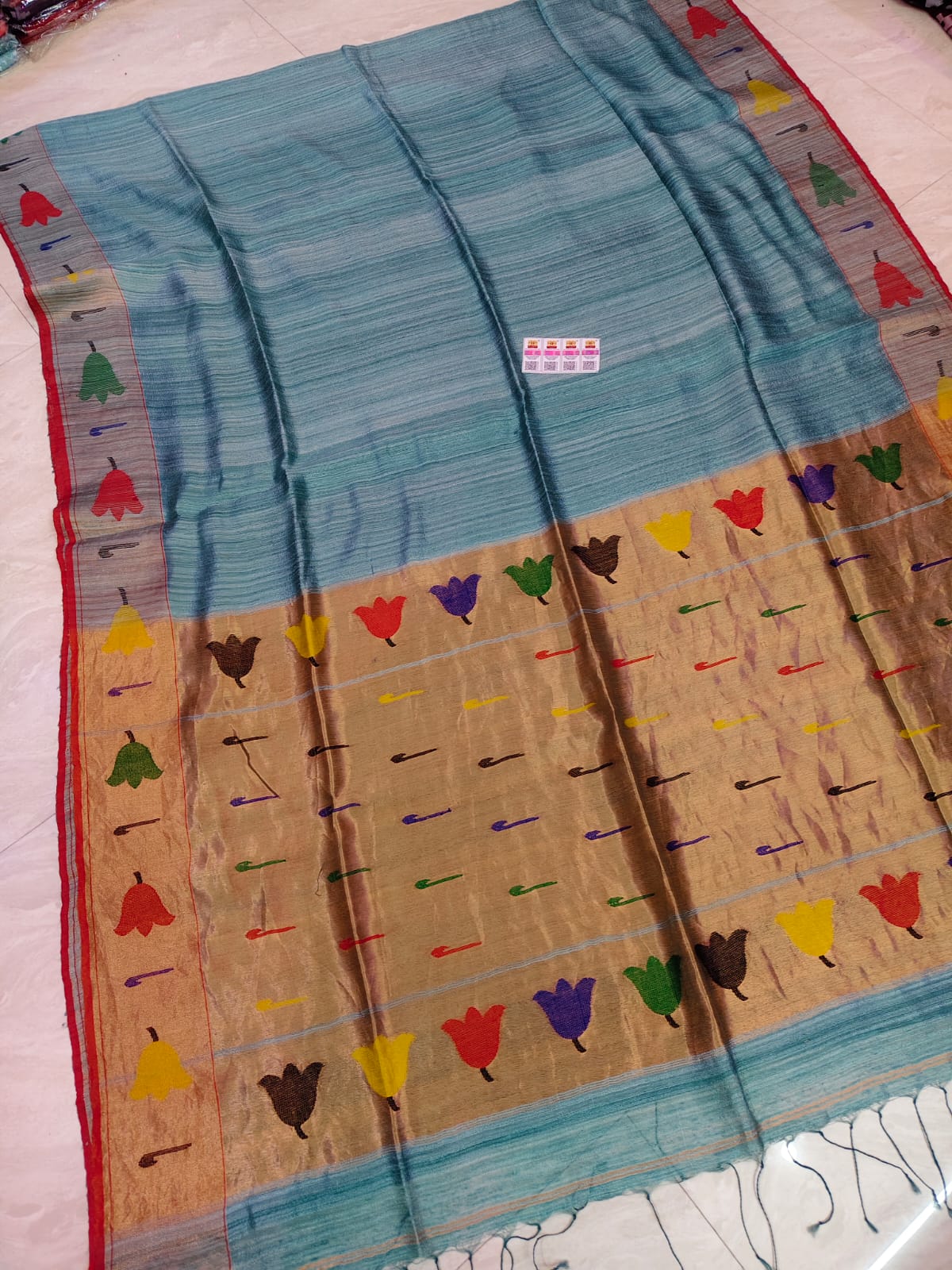 Ruhi Matka Silk Paithani saree with tissue palla by Rihyaaz, traditional handwoven Indian saree