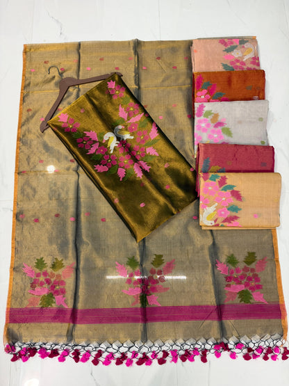 Kaveri Tissue Kora Needle Jamdani suit by Rihyaaz featuring delicate Jamdani weaving and elegant traditional detailing.