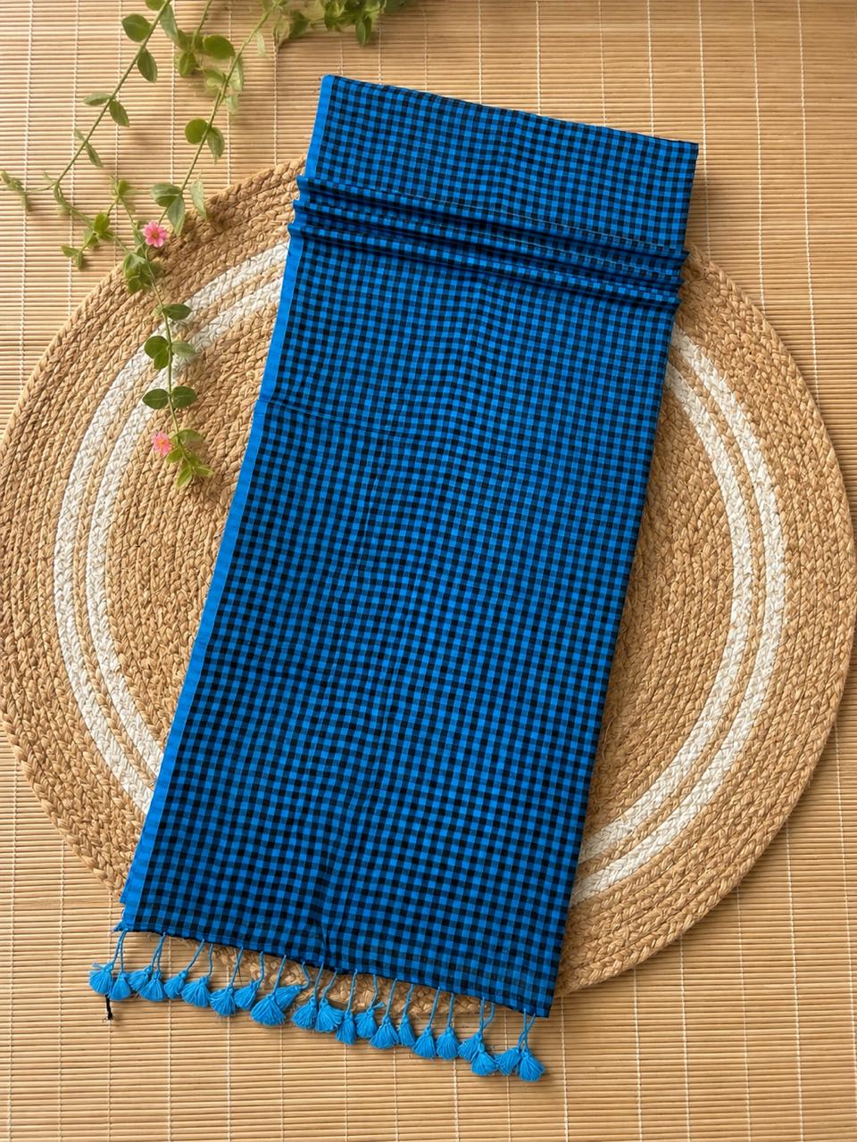 Authentic pure cotton special handloom check saree in Mal Cotton by Rihyaaz