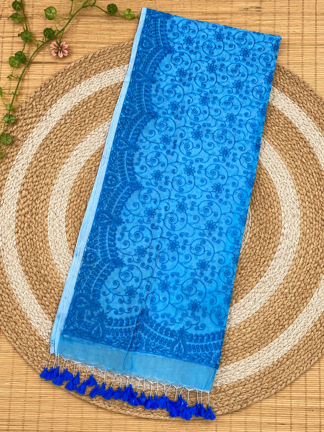 Authentic pure cotton special all-over stitch Chikankari saree in premium quality Mul Cotton by Rihyaaz