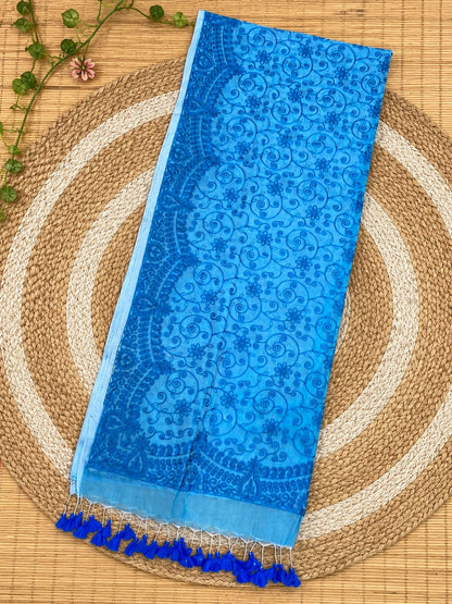 Authentic pure cotton special all-over stitch Chikankari saree in premium quality Mul Cotton by Rihyaaz