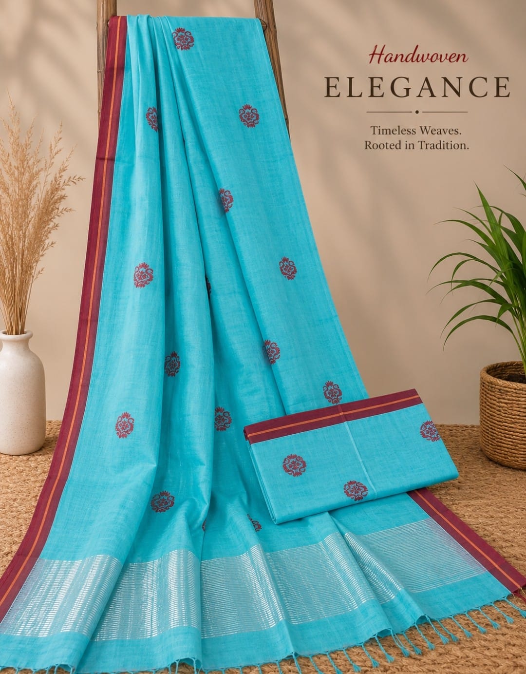 Tini by Rihyaaz – Elegant Mul Cotton Weaved Jamdani Suit with all-over delicate traditional Jamdani motifs, intricate woven detailing, soft breathable texture and timeless handloom-inspired craftsmanship.