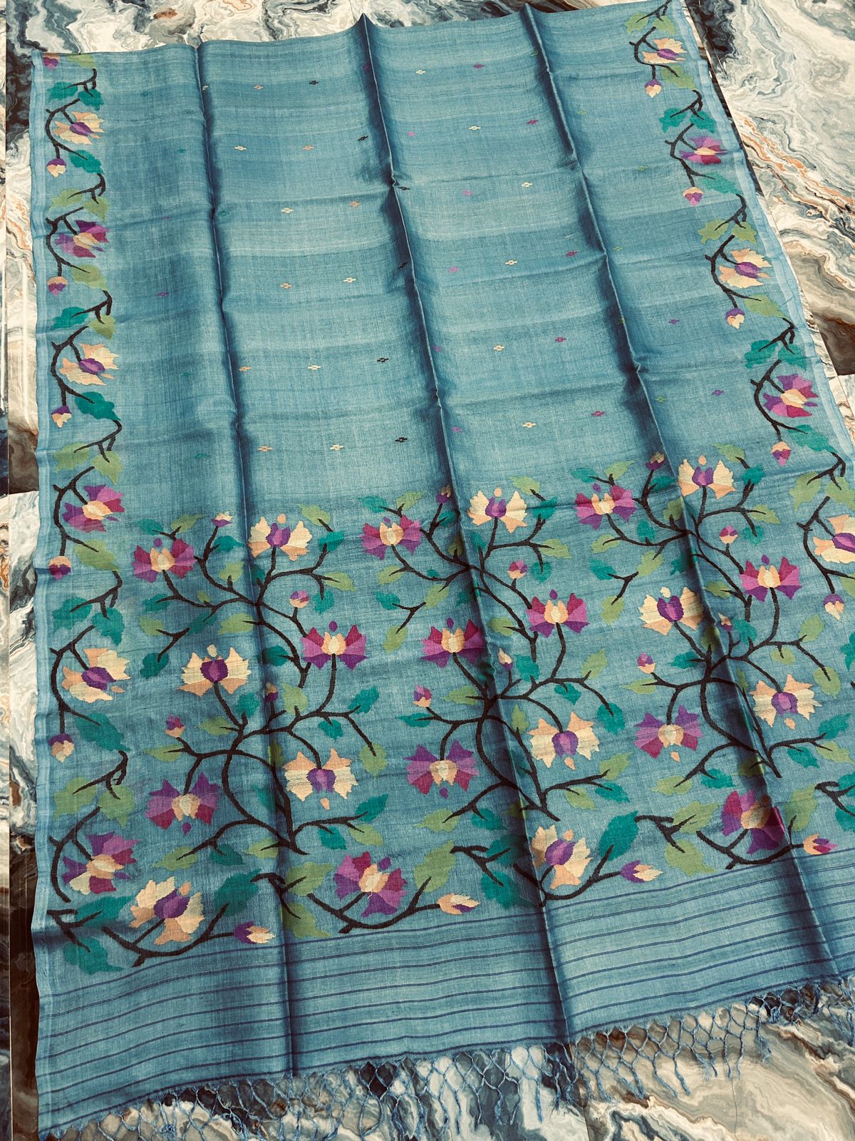 Karabi Pure Gachi Tussar Handwoven Saree with Designer Work Blouse Piece by Rihyaaz, premium handcrafted silk saree for weddings, festive wear, and ethnic occasions.
