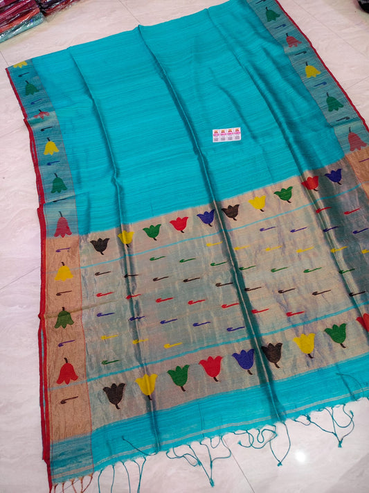 Ruhi Matka Silk Paithani saree with tissue palla by Rihyaaz, traditional handwoven Indian saree