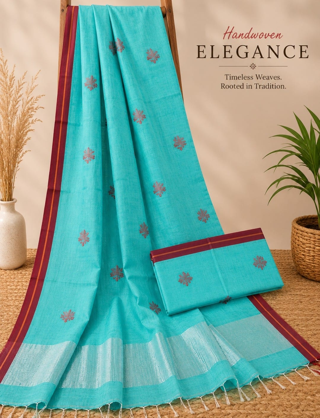 Tini by Rihyaaz – Elegant Mul Cotton Weaved Jamdani Suit with all-over delicate traditional Jamdani motifs, intricate woven detailing, soft breathable texture and timeless handloom-inspired craftsmanship.