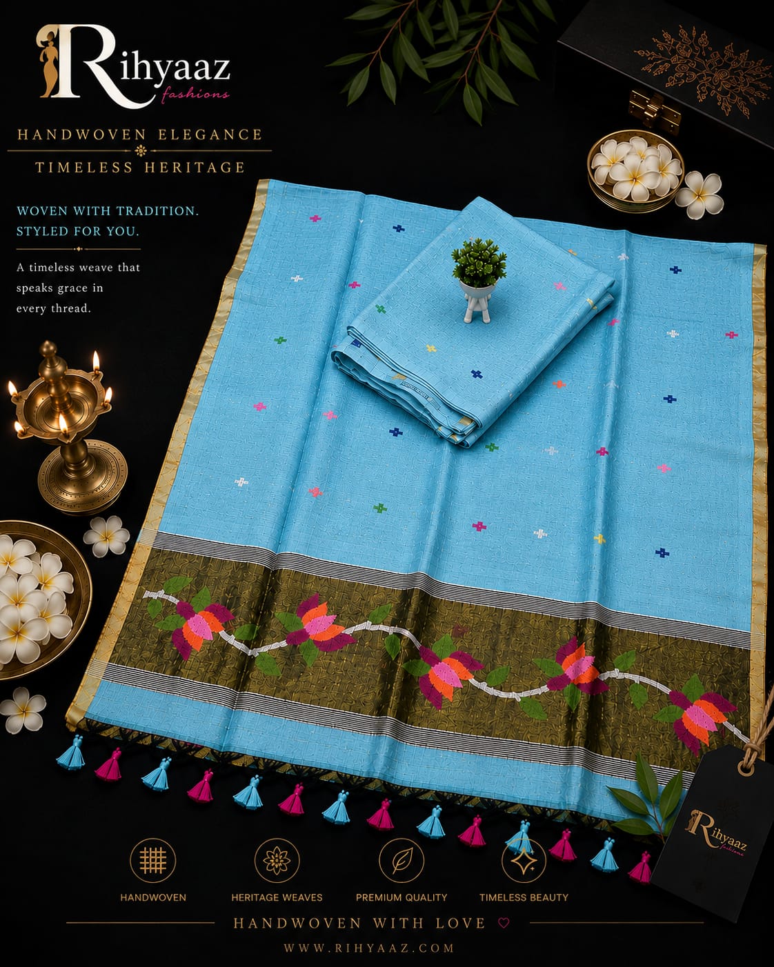 Kanaklatha Paithani palla lotus Jamdani dupatta multicolour buta weaved suit by Rihyaaz