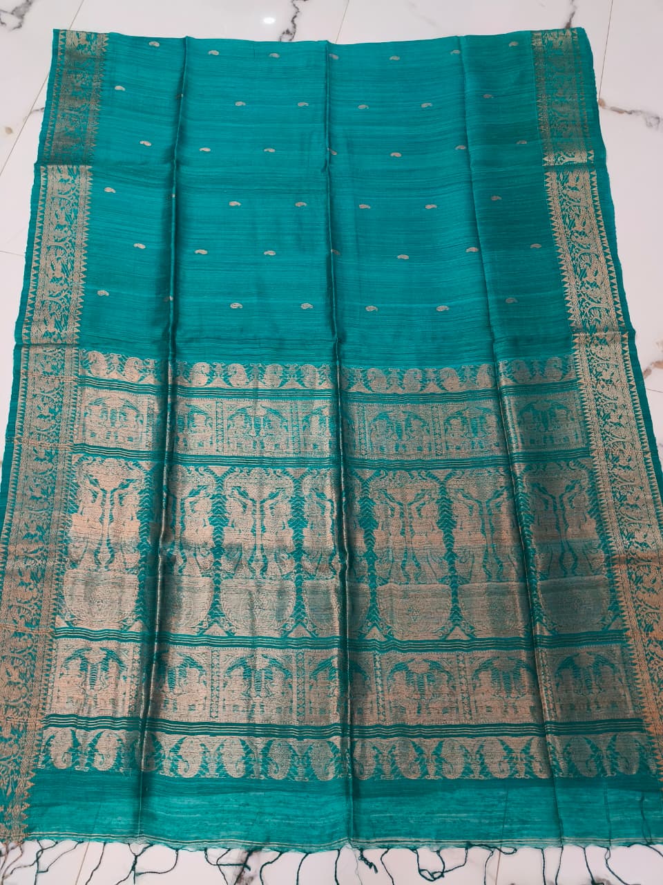Rajanya handwoven Matka Silk Swarnachari Zari Baluchari saree with BP by Rihyaaz