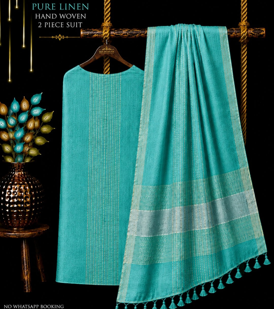 Ena – Pure Jayshree & 120 Count Linen Handwoven Jamdani Suit Set | Rihyaaz