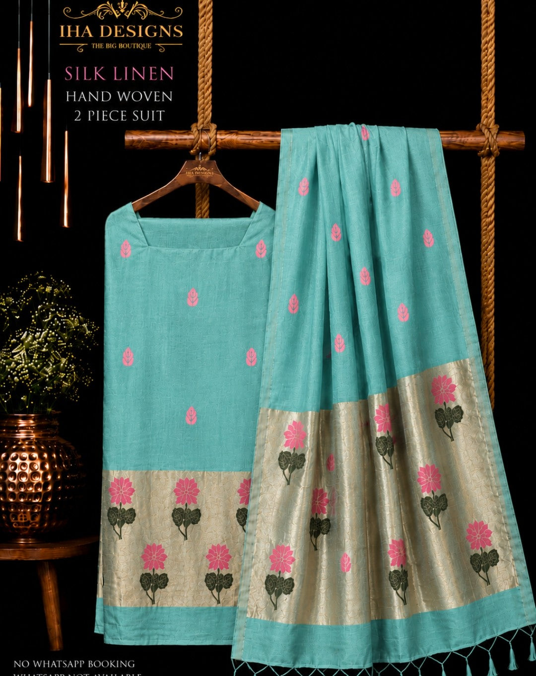 Samya silk linen tissue Meenakari Jamdani suit by Rihyaaz Fashions