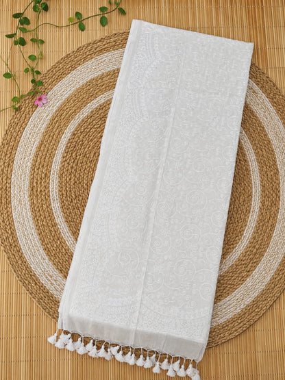 Authentic pure cotton special all-over stitch Chikankari saree in premium quality Mul Cotton by Rihyaaz