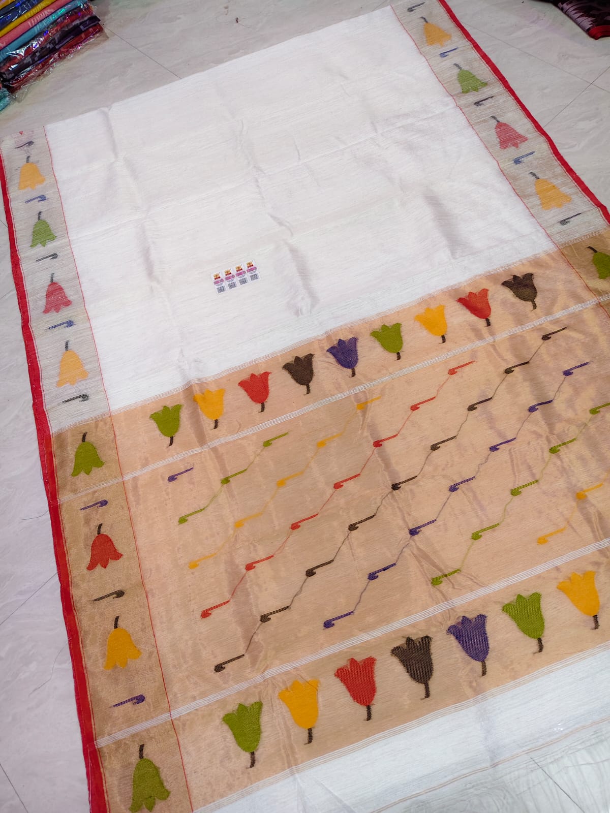 Ruhi Matka Silk Paithani saree with tissue palla by Rihyaaz, traditional handwoven Indian saree