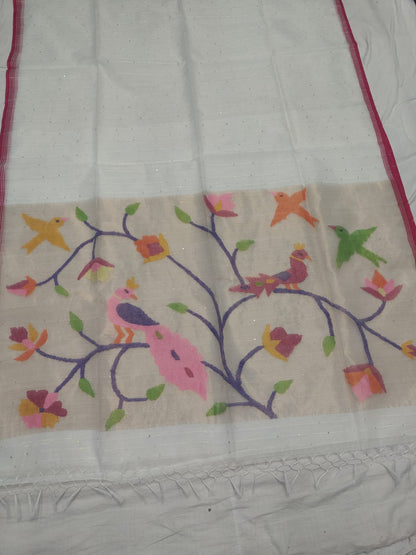Odhani - Muslin Silk Paithani Weaved Saree with all-over sequin work by Rihyaaz in premium handcrafted festive ethnic wear featuring elegant Paithani motifs and luxurious muslin silk fabric.
