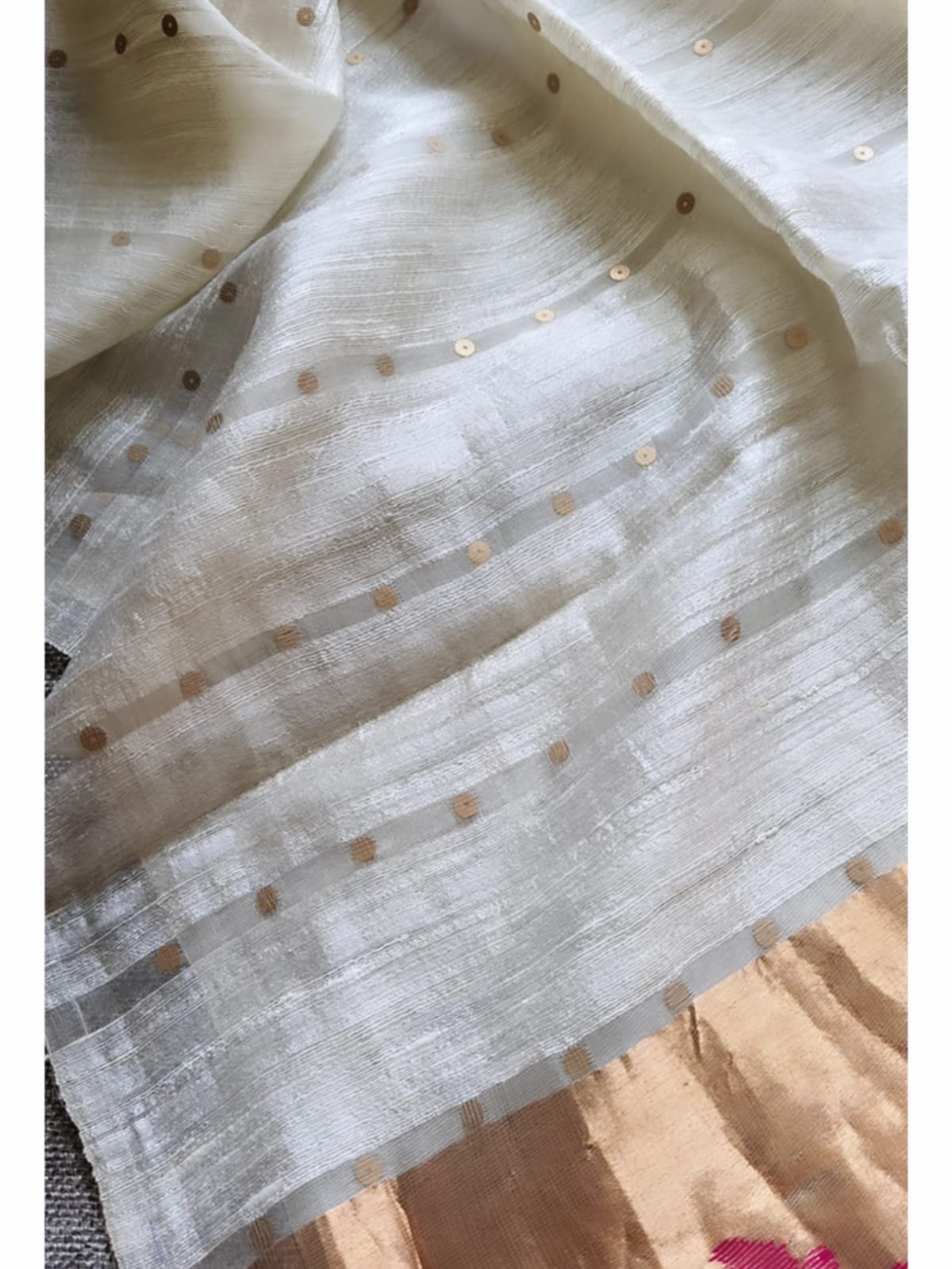Doriya - Sequin Panel Matka Silk Saree with Resham Weaving and Paithani Anchal by Rihyaaz, premium handwoven festive silk saree for weddings and traditional occasions.