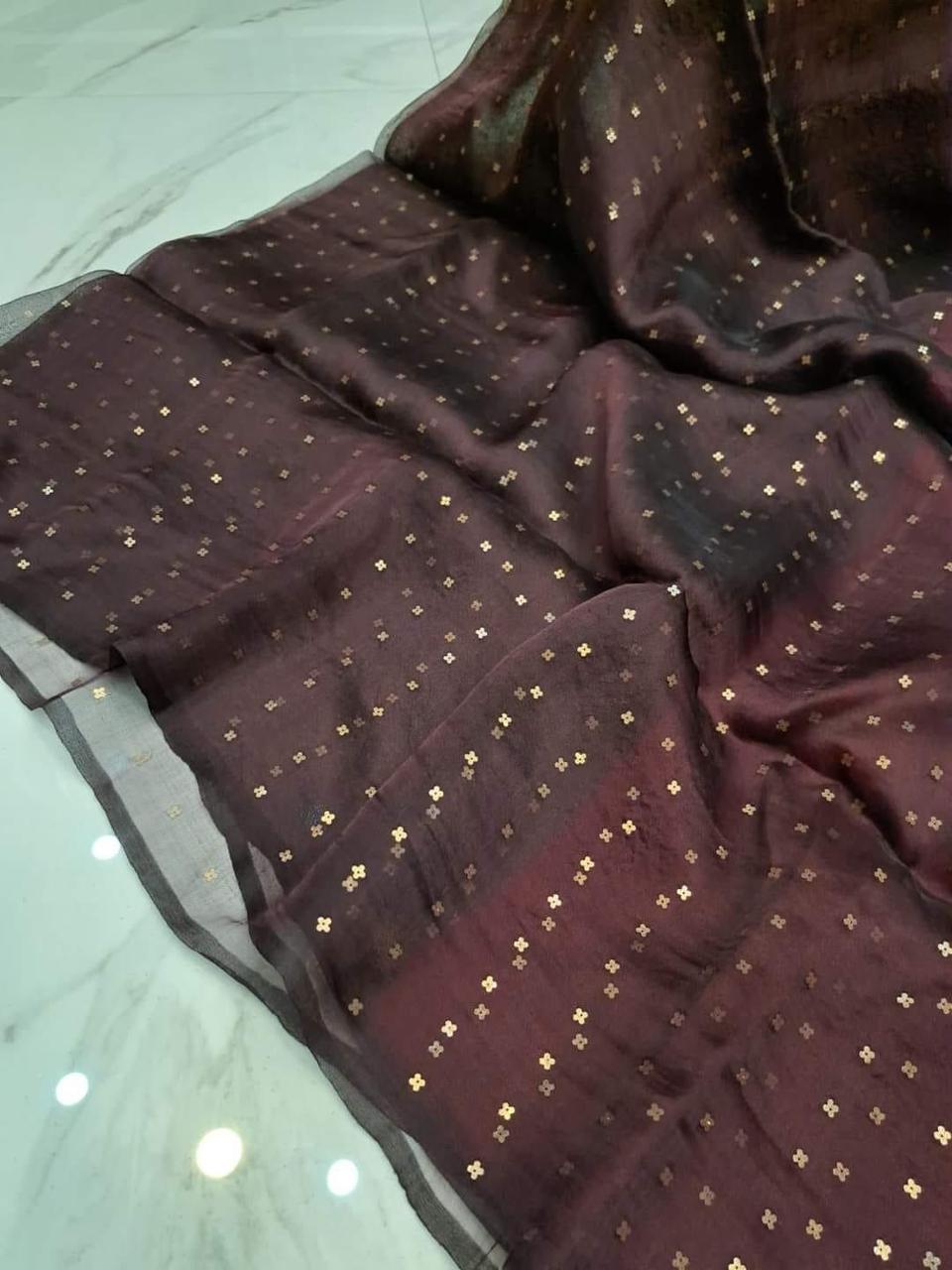 ✨ 𝓢𝓲𝓽𝓪𝓻𝓪  – Resham Silk Sequin Weaved Jamdani Saree | Premium Handwoven Luxury | Rihyaaz✨