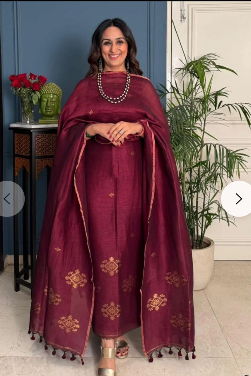 Chakra - Zari-Weaved Linen Jamdani Suit | Rihyaaz Fashions