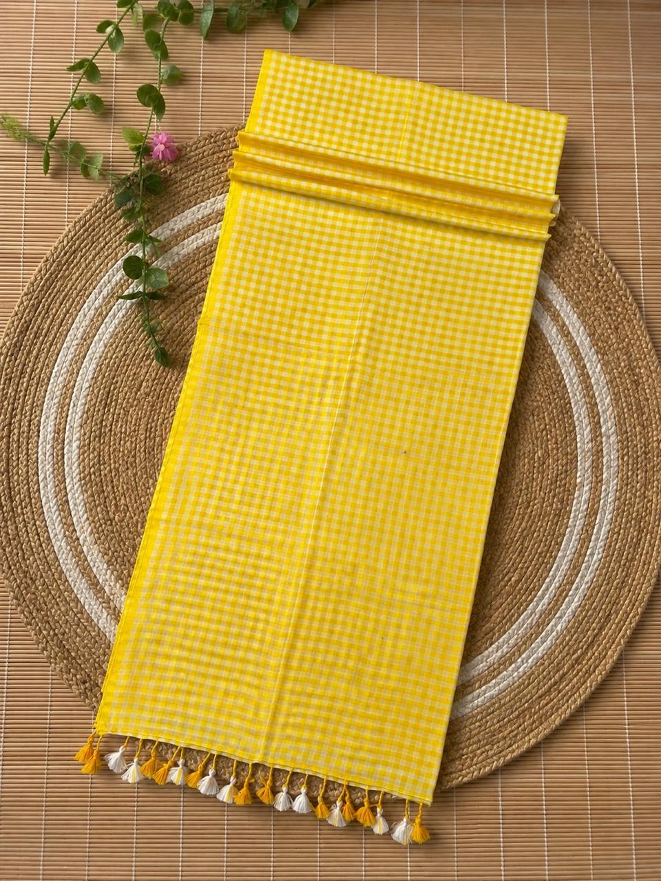 Authentic pure cotton special handloom check saree in Mal Cotton by Rihyaaz