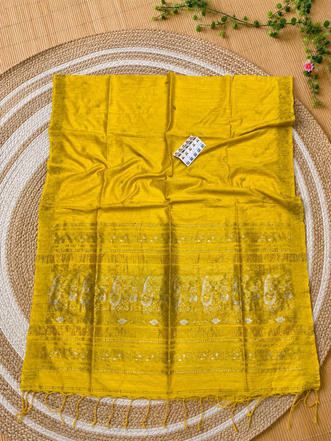 Rajya Matka Swarnachari saree with intricate Krishna Yashoda motif by Rihyaaz