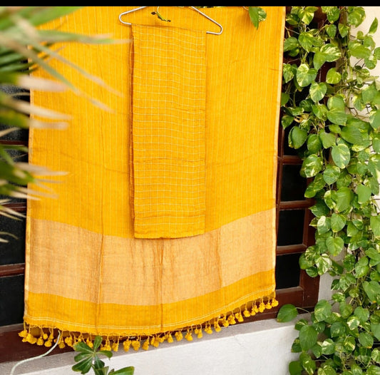 Yellow Pure Jayshree Linen Suit Set for Women – Premium Quality Ethnic Wear by Rihyaaz Fashions