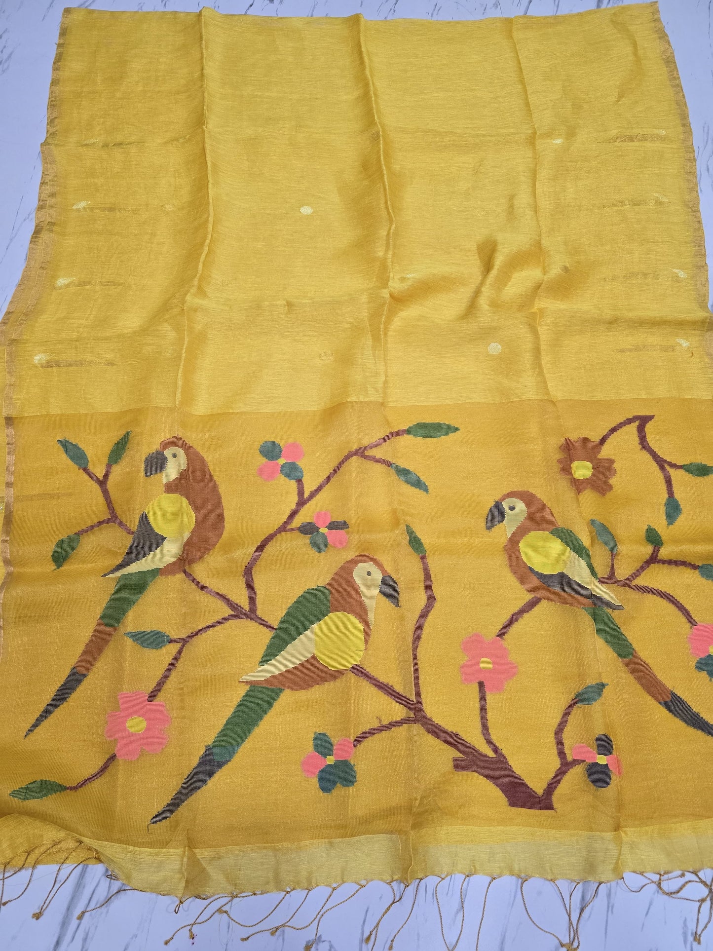 Niharika pure Tissue silk linen saree with Paithani pallu and intricate Jamdani handwoven detailing, authentic handloom saree by Rihyaaz
