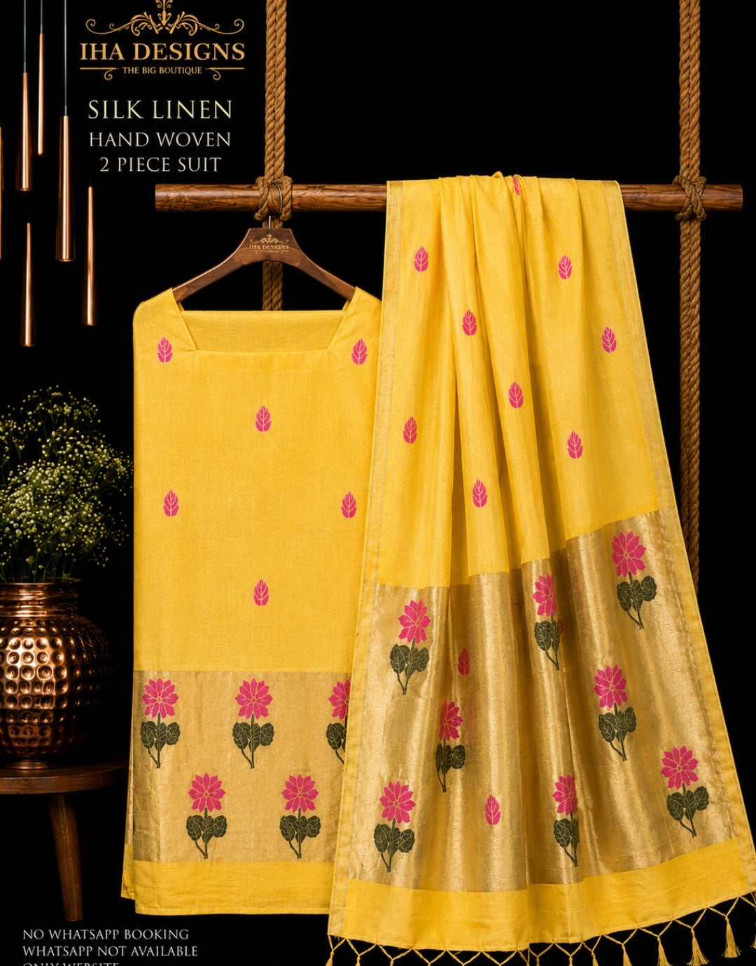 Samya silk linen tissue Meenakari Jamdani suit by Rihyaaz Fashions