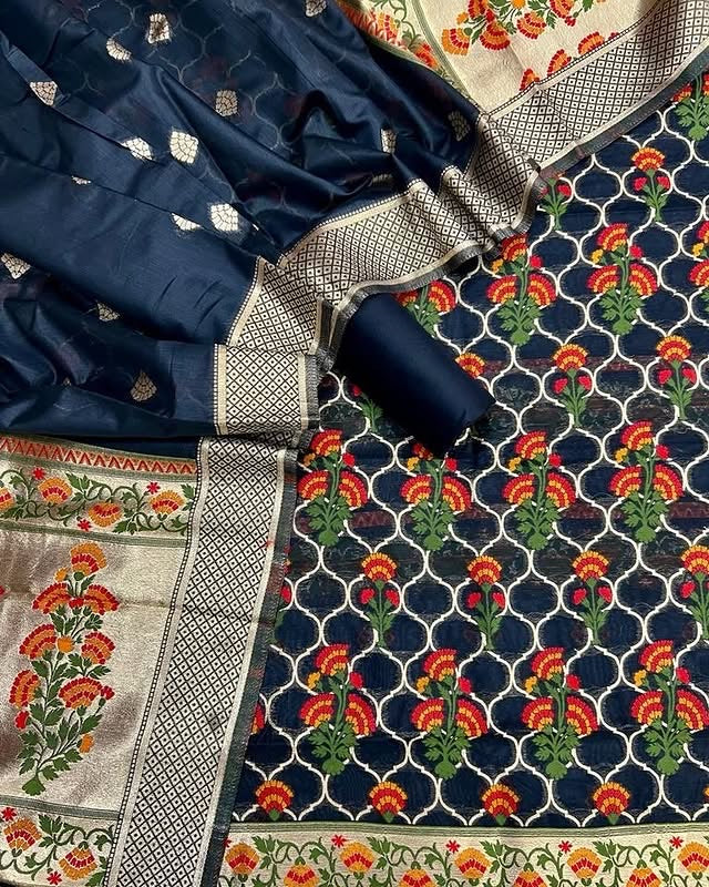 Meenakari Benarasi Golden Zari Suit 3Pc | Luxury Ethnic Wear