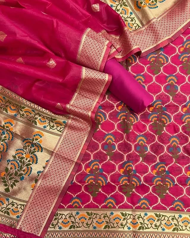 Meenakari Benarasi Golden Zari Suit 3Pc | Luxury Ethnic Wear