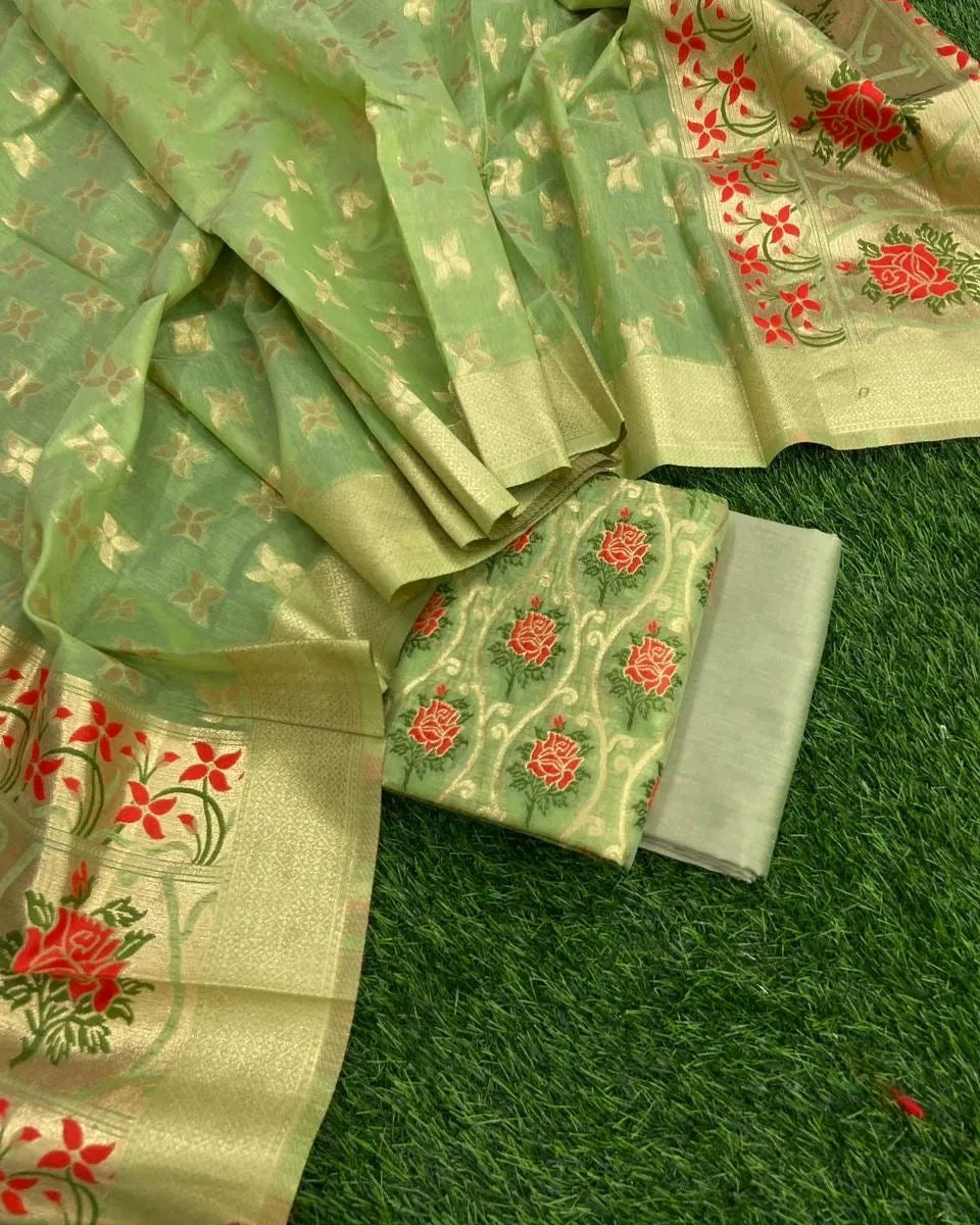 Meenakari Benarasi Golden Zari Suit 3Pc | Luxury Ethnic Wear
