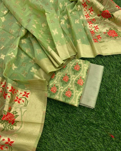 Meenakari Benarasi Golden Zari Suit 3Pc | Luxury Ethnic Wear