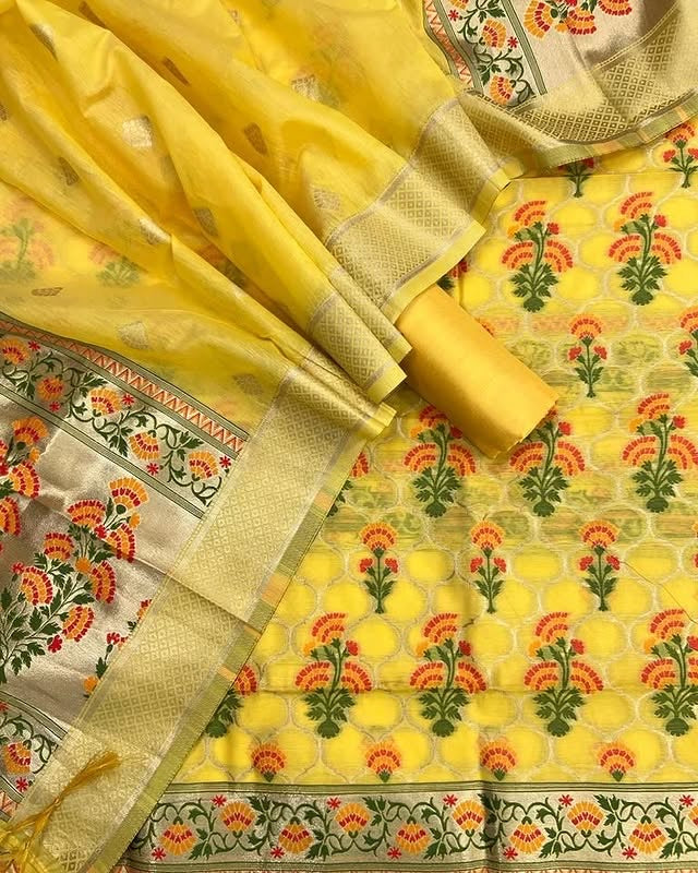 Meenakari Benarasi Golden Zari Suit 3Pc | Luxury Ethnic Wear