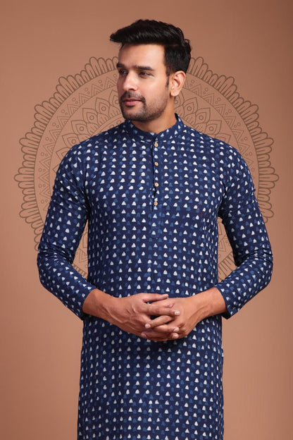Traditional Bagru Hand Block Printed Gent’s Long Kurta | Elegant Ethnic Wear for Men