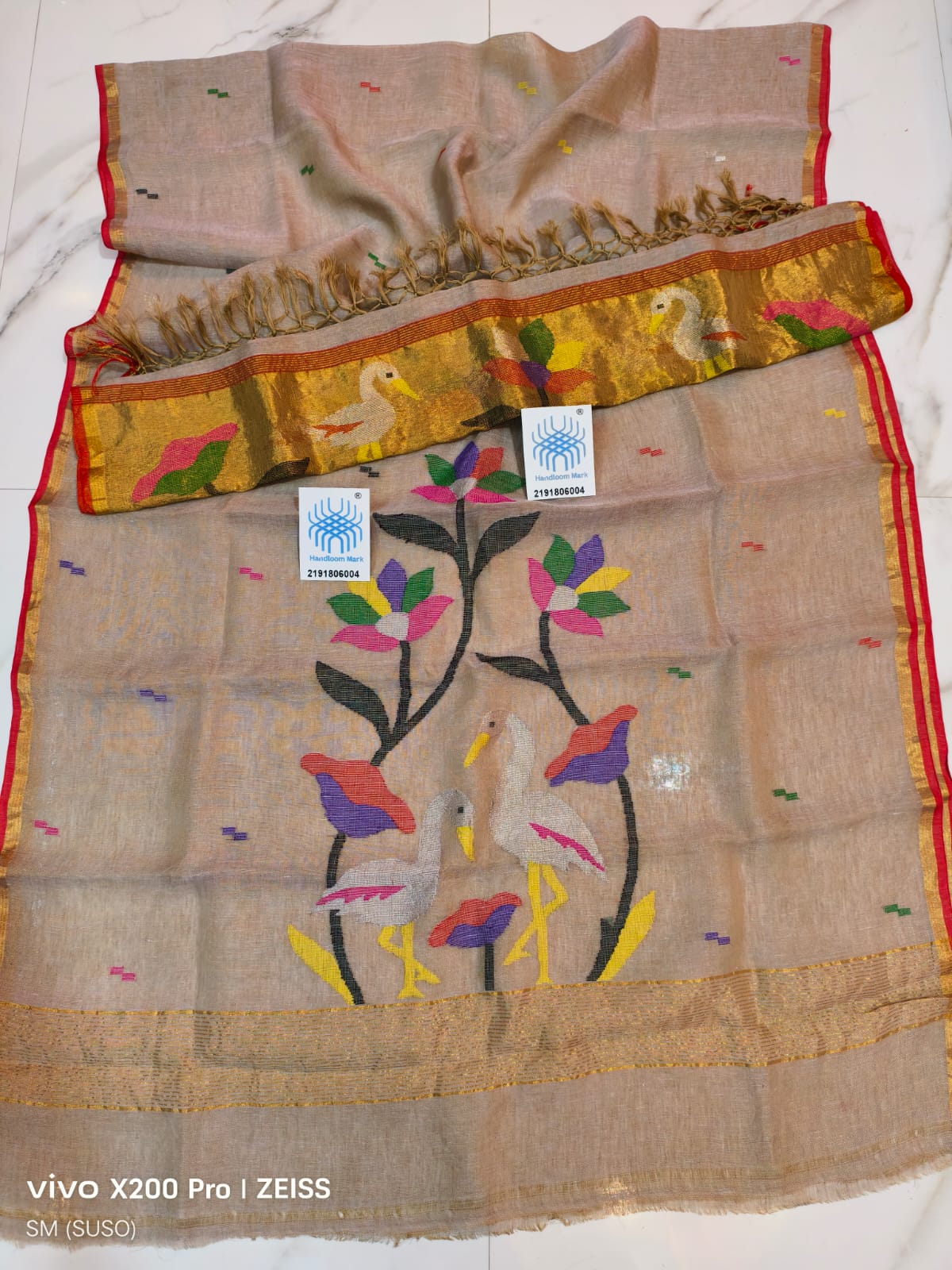 🌸 Saras – Premium Linen by Linen Jamdani Suits with Tissue Palla Dupatta