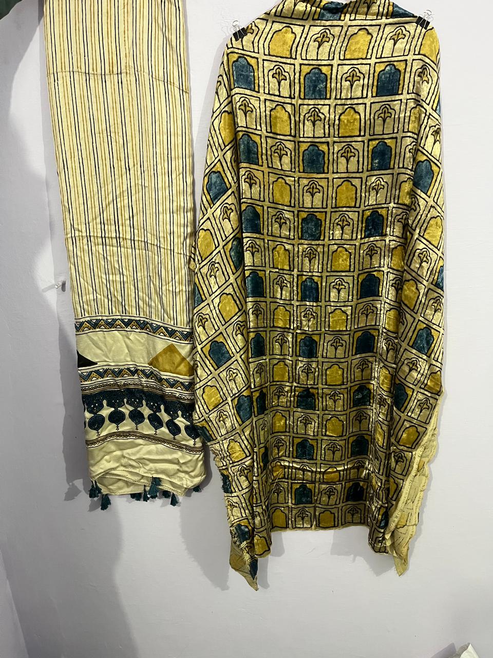 Nayab – Silk Velvet Ajrakh Suit with Modal Silk Dupatta (2.5 mtr)