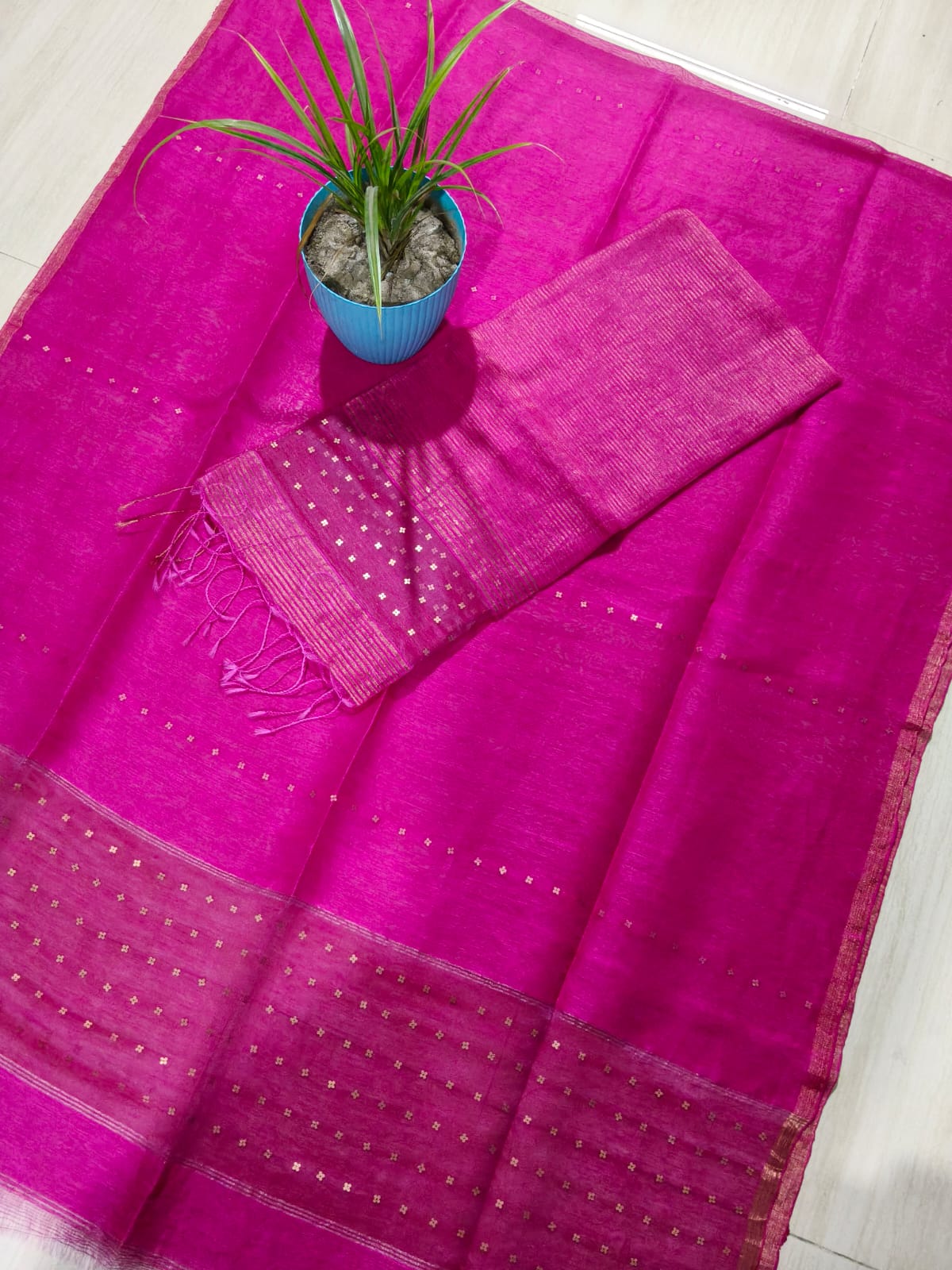 Rupal silk linen sequin woven kurta with micro striped weave and resham palla Jamdani dupatta by Rihyaaz premium handwoven ethnic suit set.