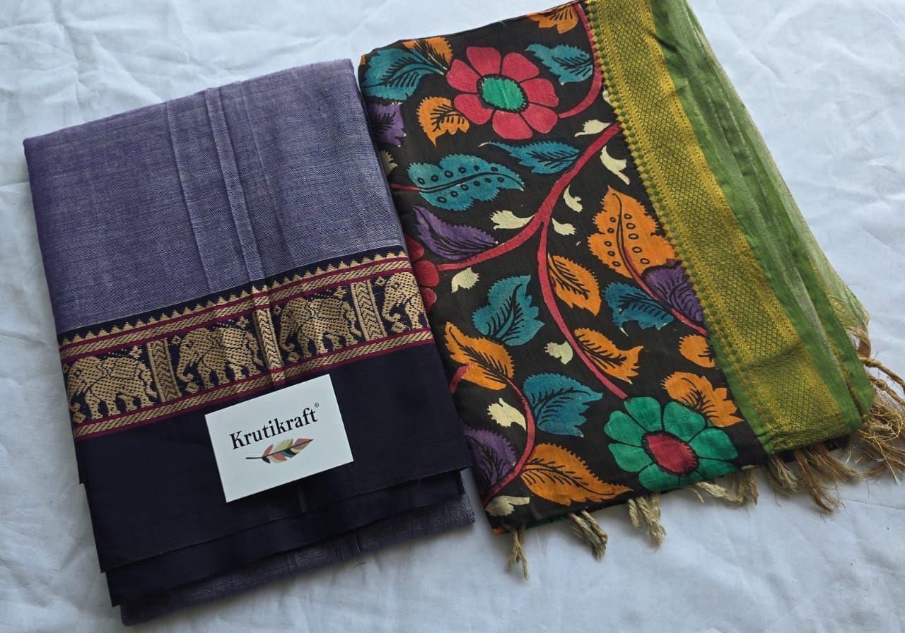 Exclusive Narayanpet Silk Kurta with Pen Kalamkari Dupatta