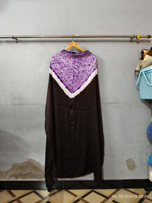 Modal Silk Kaftan – Hand Needle Shibori Neck | Unstitched