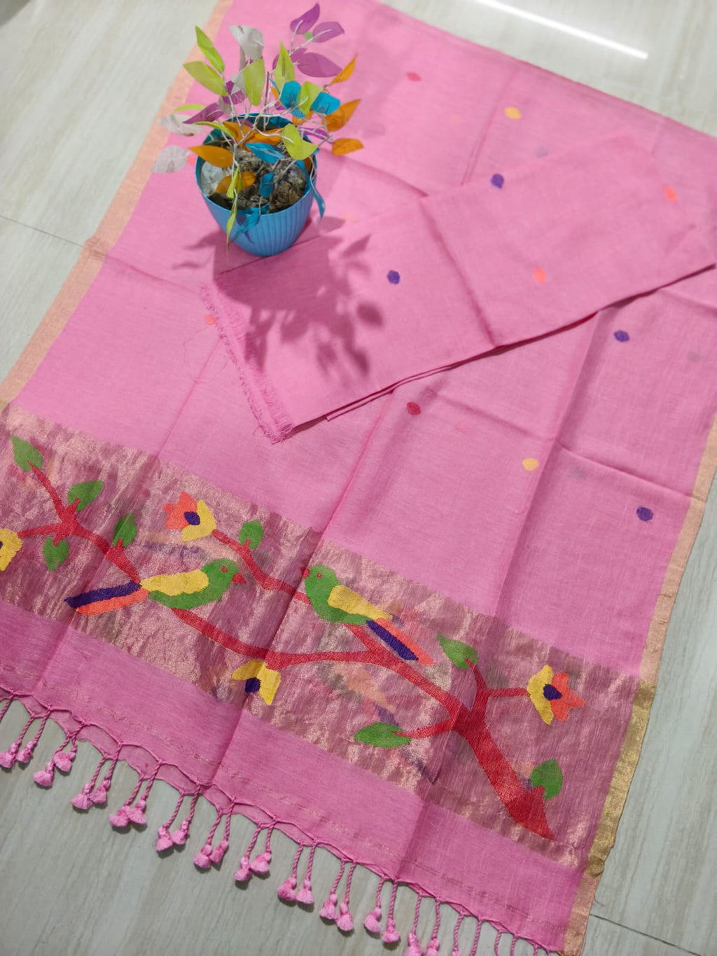 Moh pink pure Jayshree by Jayshree Paithani palla linen suit by Rihyaaz Fashions, premium handwoven Indian ethnic wear