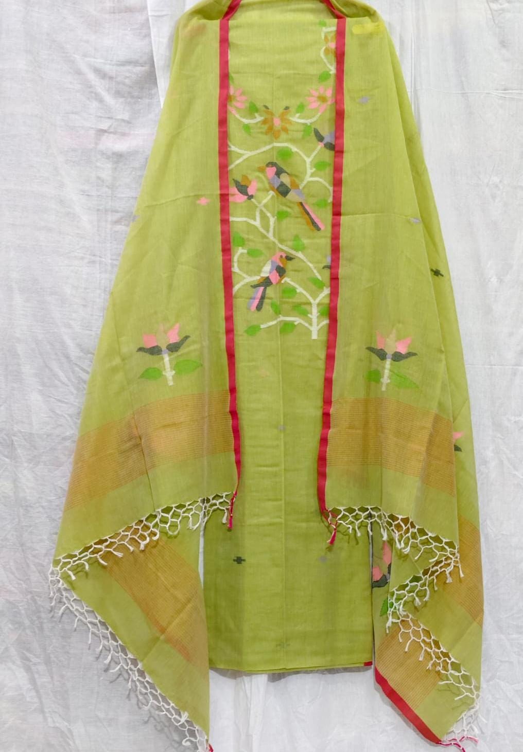 Parijat Mul Cotton Handwoven Needle Jamdani Suits – Premium 2.5m*2 Set