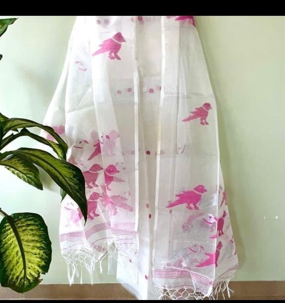Muslin Bird Handwoven Suit Set with Dupatta