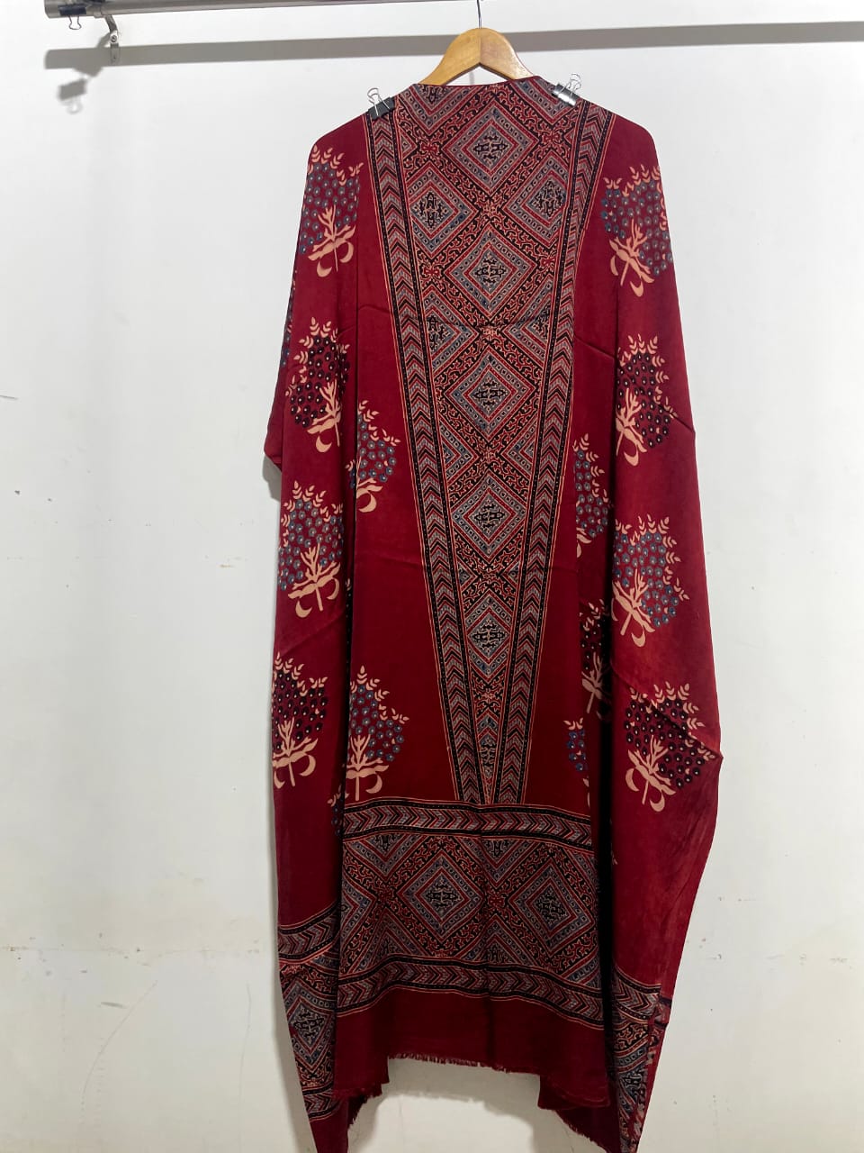 Ajrakh Modal Silk Kaftan – Handblock Printed Elegance