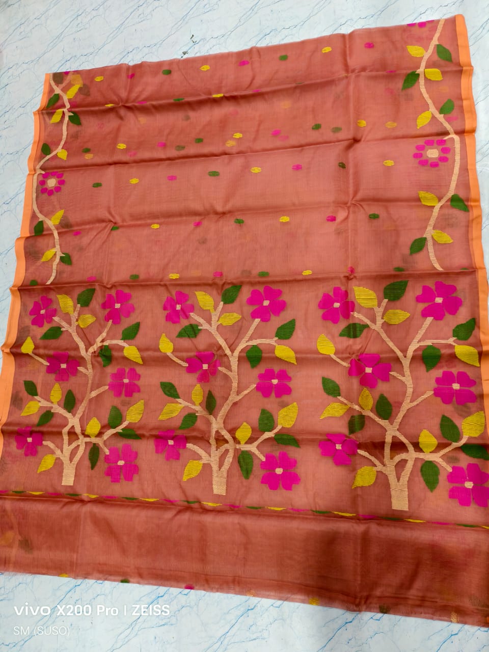 Hashnuhana - Pure Muslin Handwoven Jamdani Saree | Silk Mark Certified | Premium Quality