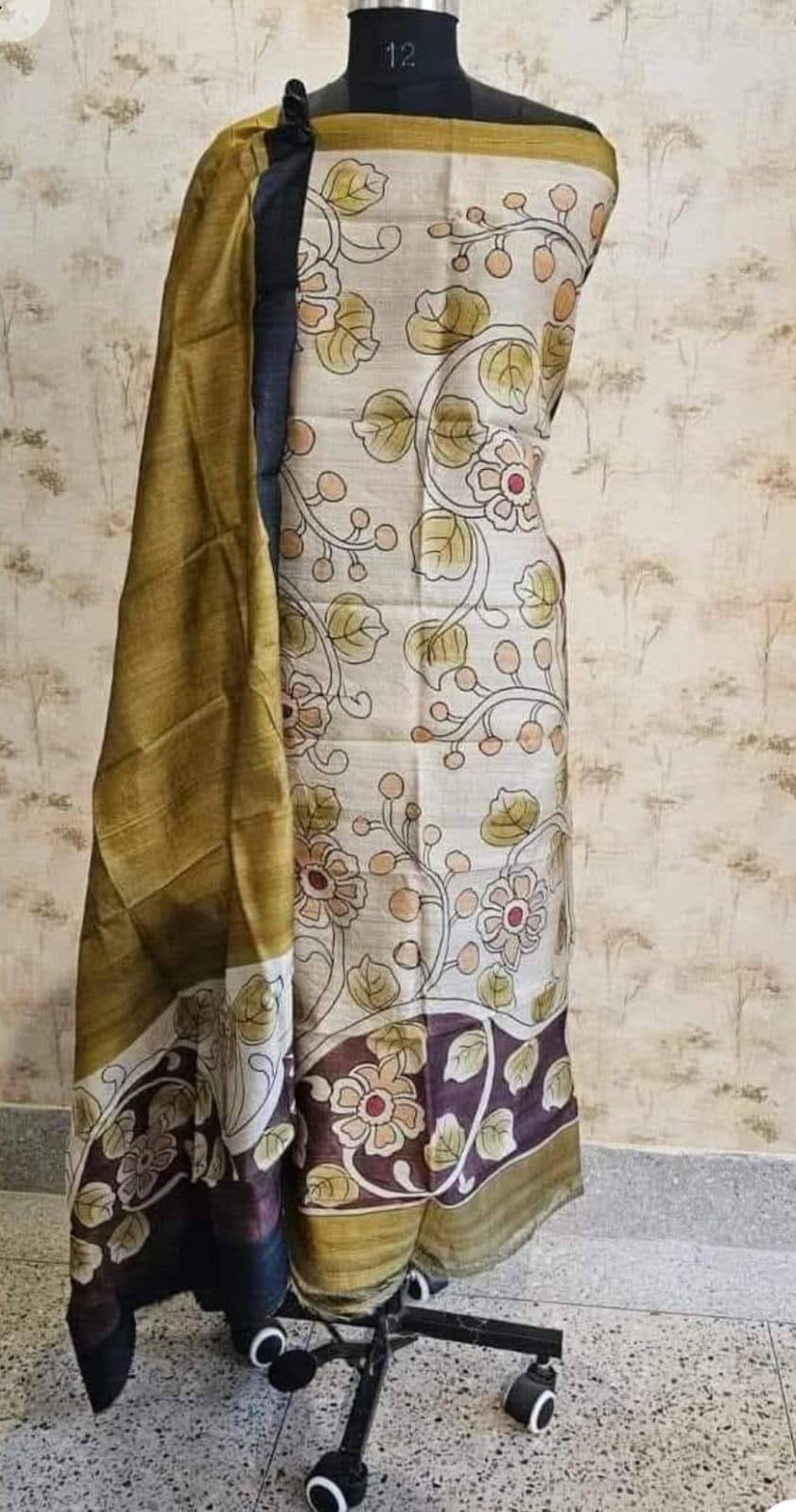 Tuli - Tussar Hand-Painted Kalamkari Suit Set | Pure Tussar Silk | Artisan Crafted
