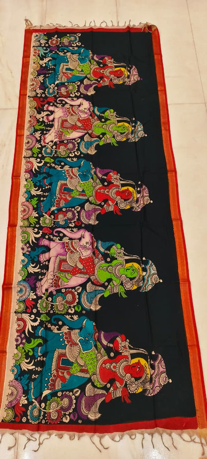 Mangalgiri Silk Dupattas – Hand-Drawn & Hand-Painted Art | Multicolour Premium Collection