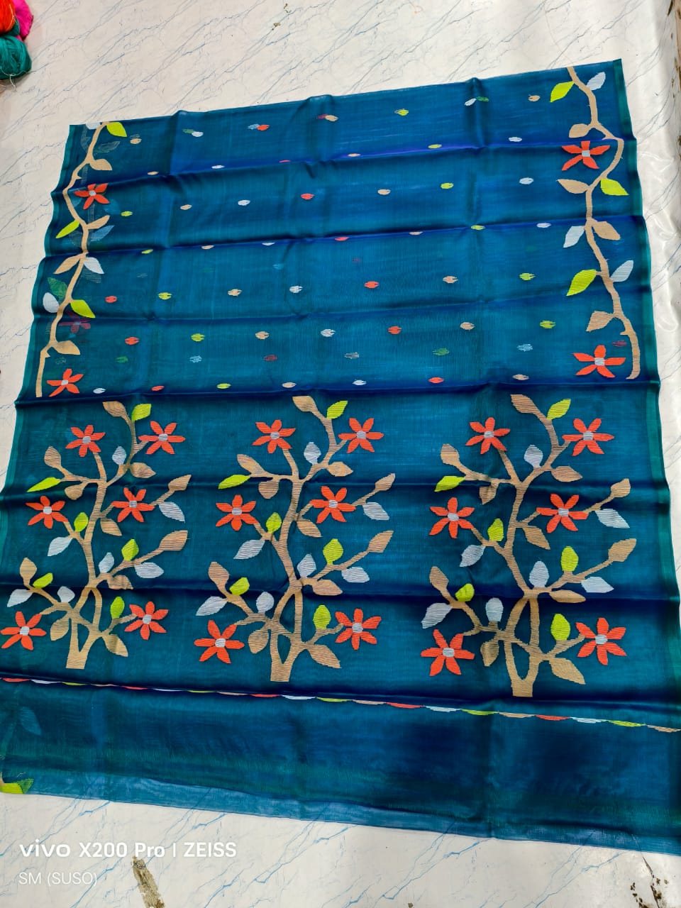 Hashnuhana - Pure Muslin Handwoven Jamdani Saree | Silk Mark Certified | Premium Quality