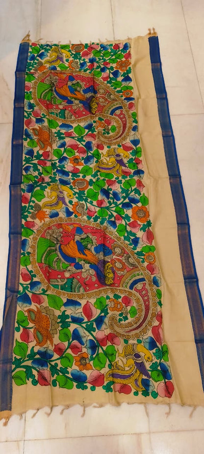 Mangalgiri Silk Dupattas – Hand-Drawn & Hand-Painted Art | Multicolour Premium Collection