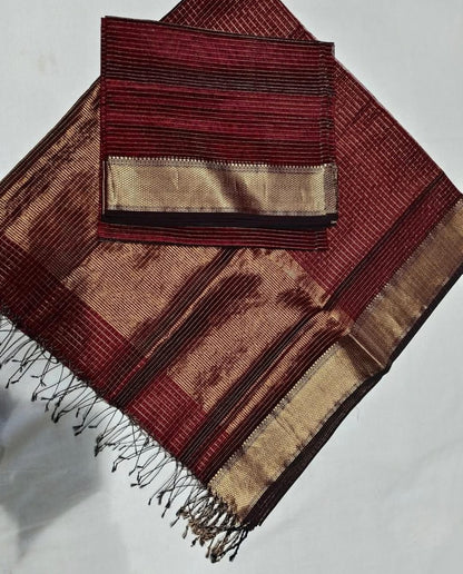 Maheshwari Handloom 2-Piece Suit – Golden Jari Elegance