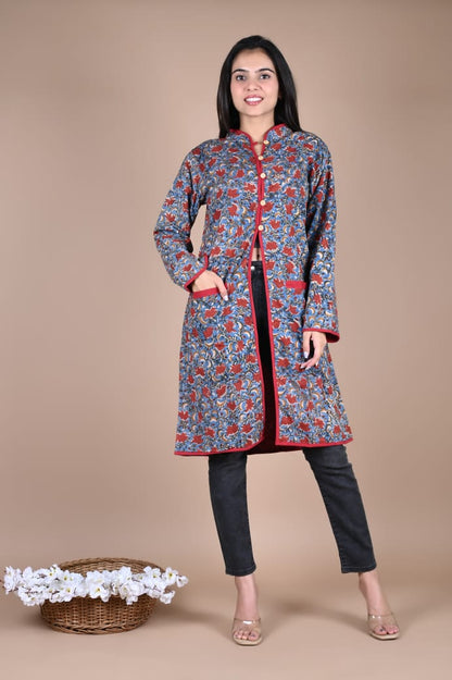 Bagru Hand Block Printed Cotton 2-Layer Winter Jacket – Premium Winter Essentials