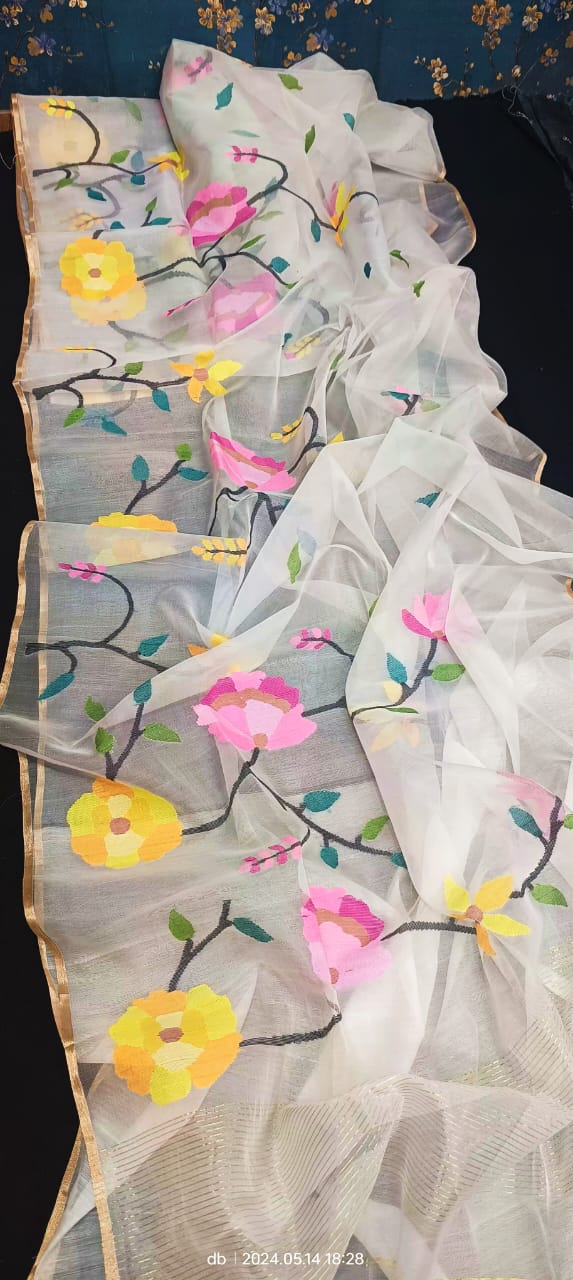 Mehak- Floral jaal weaved Jamdani saree