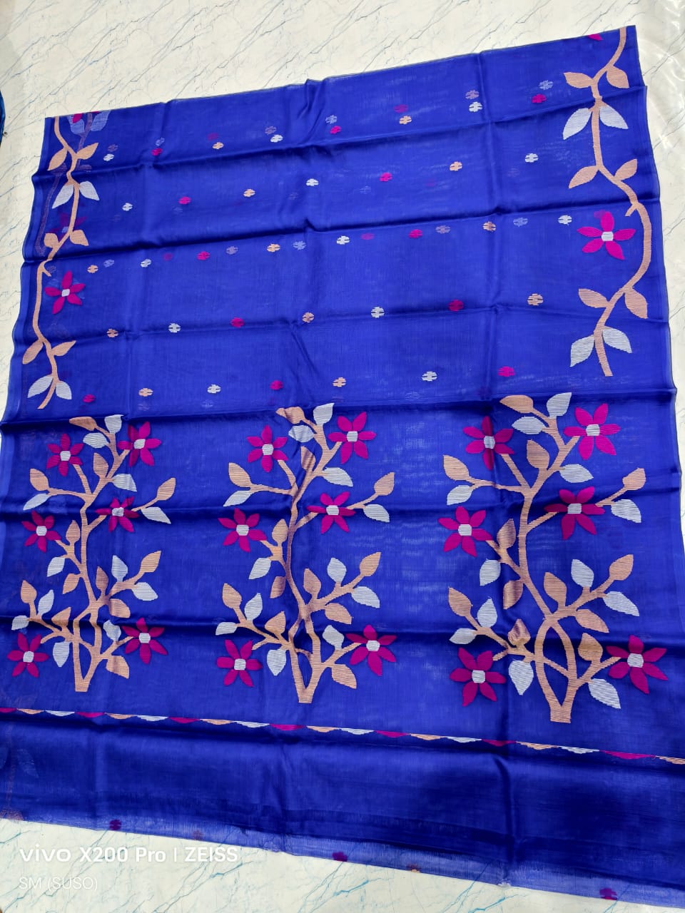 Hashnuhana - Pure Muslin Handwoven Jamdani Saree | Silk Mark Certified | Premium Quality