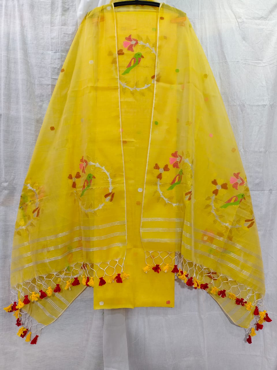 Pinjra~ Muslin Handwoven Jamdani Suits – Perfect Summer Elegance